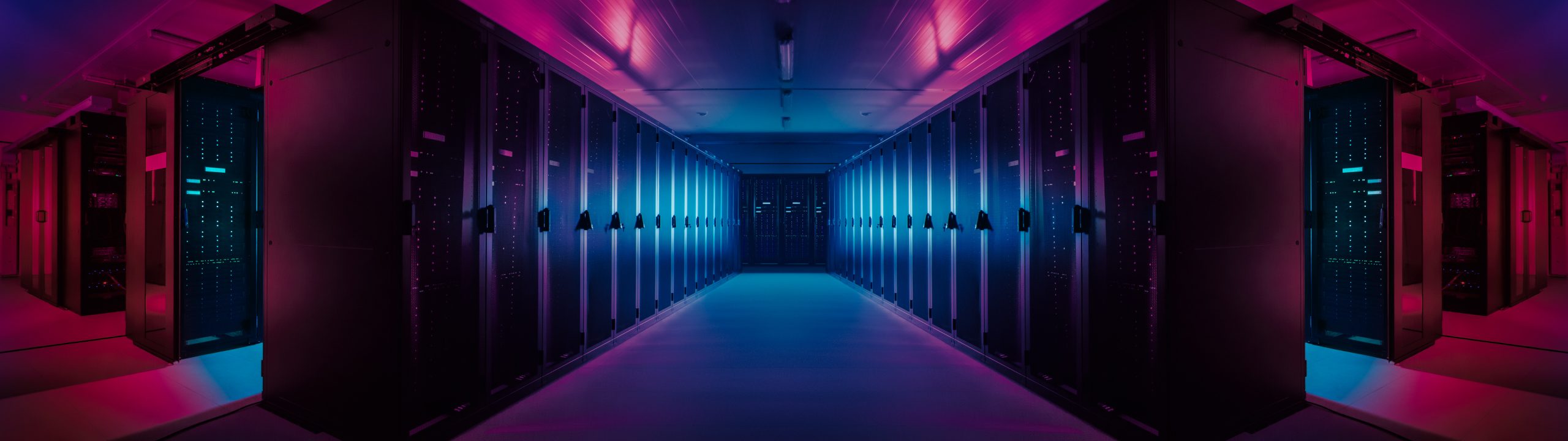 A server room with information on Oracle NetSuite support